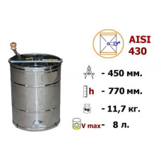 Медогонка 2-х рамкова неповоротна нержавіюча AISI 430 без підставки. Кран - пластик.