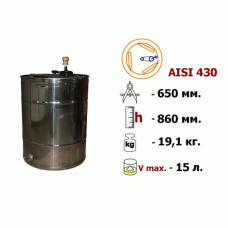 Медогонка 3-х рамкова поворотна нержавіюча AISI 430 без підставки. Кран - пластик.